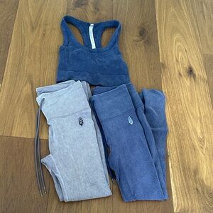 FP Movement by Free People Blue and Gray Leggings Set